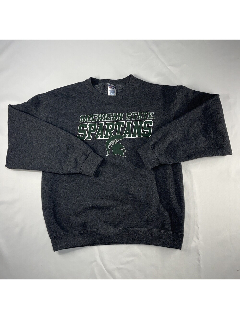 Michigan State Spartans Jerzees Crewneck Sweatshirt Gray Large MSU Gray Fleece
